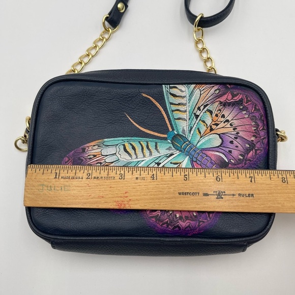 New Anuschka Hand Painted Leather RFID Camera Crossbody Bag Magical Wings - Picture 10 of 13